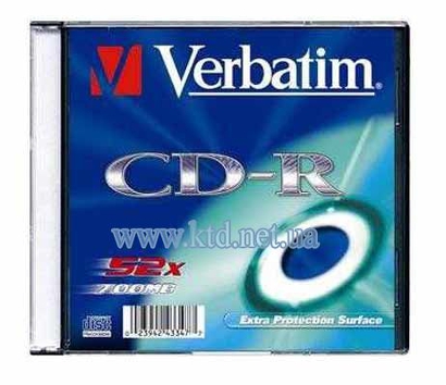 Диск CD-R Verbatim CD-R, 700 Mb, 52x, DL, Slim Case